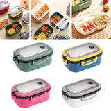 Maxbell Bento Box Lunch Container 2 Layers 3 Compartment Simple to Clean Portable Green