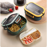 Maxbell Bento Box Lunch Container 2 Layers 3 Compartment Simple to Clean Portable Green