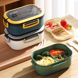 Maxbell Bento Box Lunch Container 2 Layers 3 Compartment Simple to Clean Portable Green