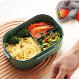 Maxbell Bento Box Lunch Container 2 Layers 3 Compartment Simple to Clean Portable Green