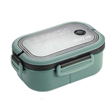 Maxbell Bento Box Lunch Container 2 Layers 3 Compartment Simple to Clean Portable Green