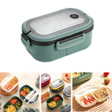 Maxbell Bento Box Lunch Container 2 Layers 3 Compartment Simple to Clean Portable Green