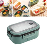 Maxbell Bento Box Lunch Container 2 Layers 3 Compartment Simple to Clean Portable Green