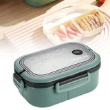 Maxbell Bento Box Lunch Container 2 Layers 3 Compartment Simple to Clean Portable Green