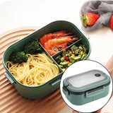 Maxbell Bento Box Lunch Container 2 Layers 3 Compartment Simple to Clean Portable Green