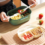 Maxbell Bento Box Lunch Container 2 Layers 3 Compartment Simple to Clean Portable Green