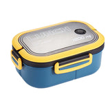 Maxbell Bento Box Lunch Container 2 Layers 3 Compartment Simple to Clean Portable Blue