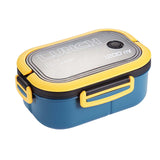 Maxbell Bento Box Lunch Container 2 Layers 3 Compartment Simple to Clean Portable Blue