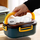 Maxbell Bento Box Lunch Container 2 Layers 3 Compartment Simple to Clean Portable Blue