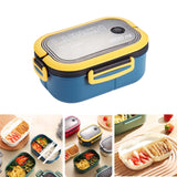 Maxbell Bento Box Lunch Container 2 Layers 3 Compartment Simple to Clean Portable Blue