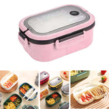 Maxbell Bento Box Lunch Container 2 Layers 3 Compartment Simple to Clean Portable Rose Red