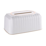 Maxbell Striped Design Tissue Box Cover Case for Living Room Durable Decorative White