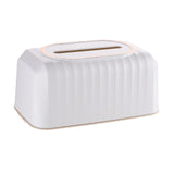 Maxbell Striped Design Tissue Box Cover Case for Living Room Durable Decorative White