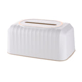 Maxbell Striped Design Tissue Box Cover Case for Living Room Durable Decorative White