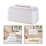 Maxbell Striped Design Tissue Box Cover Case for Living Room Durable Decorative White