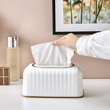 Maxbell Striped Design Tissue Box Cover Case for Living Room Durable Decorative White