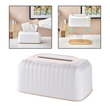 Maxbell Striped Design Tissue Box Cover Case for Living Room Durable Decorative White