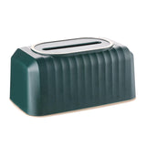 Maxbell Striped Design Tissue Box Cover Case for Living Room Durable Decorative Dark Green
