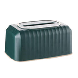 Maxbell Striped Design Tissue Box Cover Case for Living Room Durable Decorative Dark Green