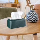 Maxbell Striped Design Tissue Box Cover Case for Living Room Durable Decorative Dark Green