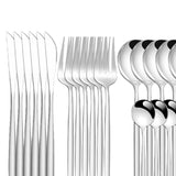Maxbell 24Pcs Family Dinnerware Cutlery Set Flatware Set for hotel home Argent
