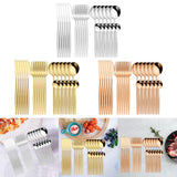 Maxbell 24Pcs Family Dinnerware Cutlery Set Flatware Set for hotel home Argent