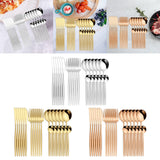 Maxbell 24Pcs Family Dinnerware Cutlery Set Flatware Set for hotel home Argent