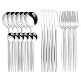 Maxbell 24Pcs Family Dinnerware Cutlery Set Flatware Set for hotel home Argent