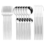 Maxbell 24Pcs Family Dinnerware Cutlery Set Flatware Set for hotel home Argent