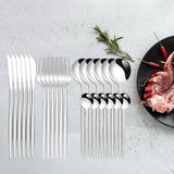 Maxbell 24Pcs Family Dinnerware Cutlery Set Flatware Set for hotel home Argent