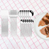 Maxbell 24Pcs Family Dinnerware Cutlery Set Flatware Set for hotel home Argent