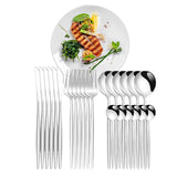Maxbell 24Pcs Family Dinnerware Cutlery Set Flatware Set for hotel home Argent