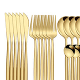 Maxbell 24Pcs Family Dinnerware Cutlery Set Flatware Set for hotel home  Aureate