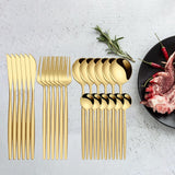 Maxbell 24Pcs Family Dinnerware Cutlery Set Flatware Set for hotel home  Aureate