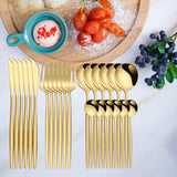 Maxbell 24Pcs Family Dinnerware Cutlery Set Flatware Set for hotel home  Aureate
