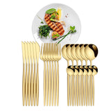 Maxbell 24Pcs Family Dinnerware Cutlery Set Flatware Set for hotel home  Aureate