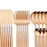 Maxbell 24Pcs Family Dinnerware Cutlery Set Flatware Set for hotel home Rose Golden