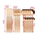 Maxbell 24Pcs Family Dinnerware Cutlery Set Flatware Set for hotel home Rose Golden