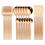 Maxbell 24Pcs Family Dinnerware Cutlery Set Flatware Set for hotel home Rose Golden