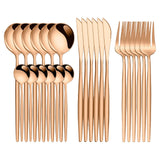 Maxbell 24Pcs Family Dinnerware Cutlery Set Flatware Set for hotel home Rose Golden