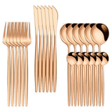 Maxbell 24Pcs Family Dinnerware Cutlery Set Flatware Set for hotel home Rose Golden