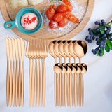 Maxbell 24Pcs Family Dinnerware Cutlery Set Flatware Set for hotel home Rose Golden