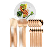 Maxbell 24Pcs Family Dinnerware Cutlery Set Flatware Set for hotel home Rose Golden