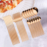 Maxbell 24Pcs Family Dinnerware Cutlery Set Flatware Set for hotel home Rose Golden