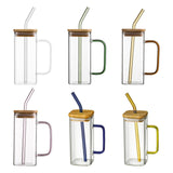 Maxbell 400ml milk Cup Drinkware Clear Square for Breakfast Tea Water Juice White
