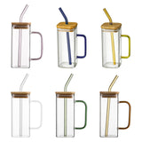 Maxbell 400ml milk Cup Drinkware Clear Square for Breakfast Tea Water Juice White
