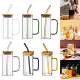 Maxbell 400ml milk Cup Drinkware Clear Square for Breakfast Tea Water Juice White