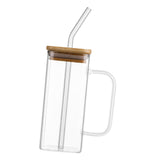 Maxbell 400ml milk Cup Drinkware Clear Square for Breakfast Tea Water Juice White