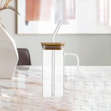 Maxbell 400ml milk Cup Drinkware Clear Square for Breakfast Tea Water Juice White