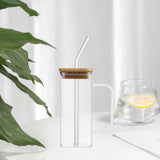 Maxbell 400ml milk Cup Drinkware Clear Square for Breakfast Tea Water Juice White
